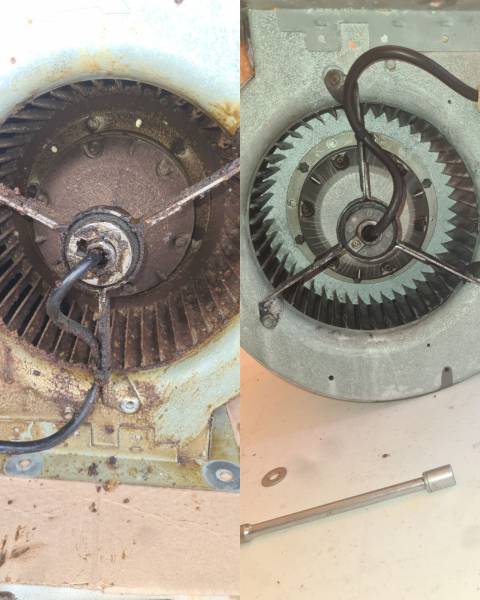 6.	Dégraissage complet d'une hotte et d'un moteur escargot à Corte (Haute-Corse) assurant une meilleure performance d'extraction. 